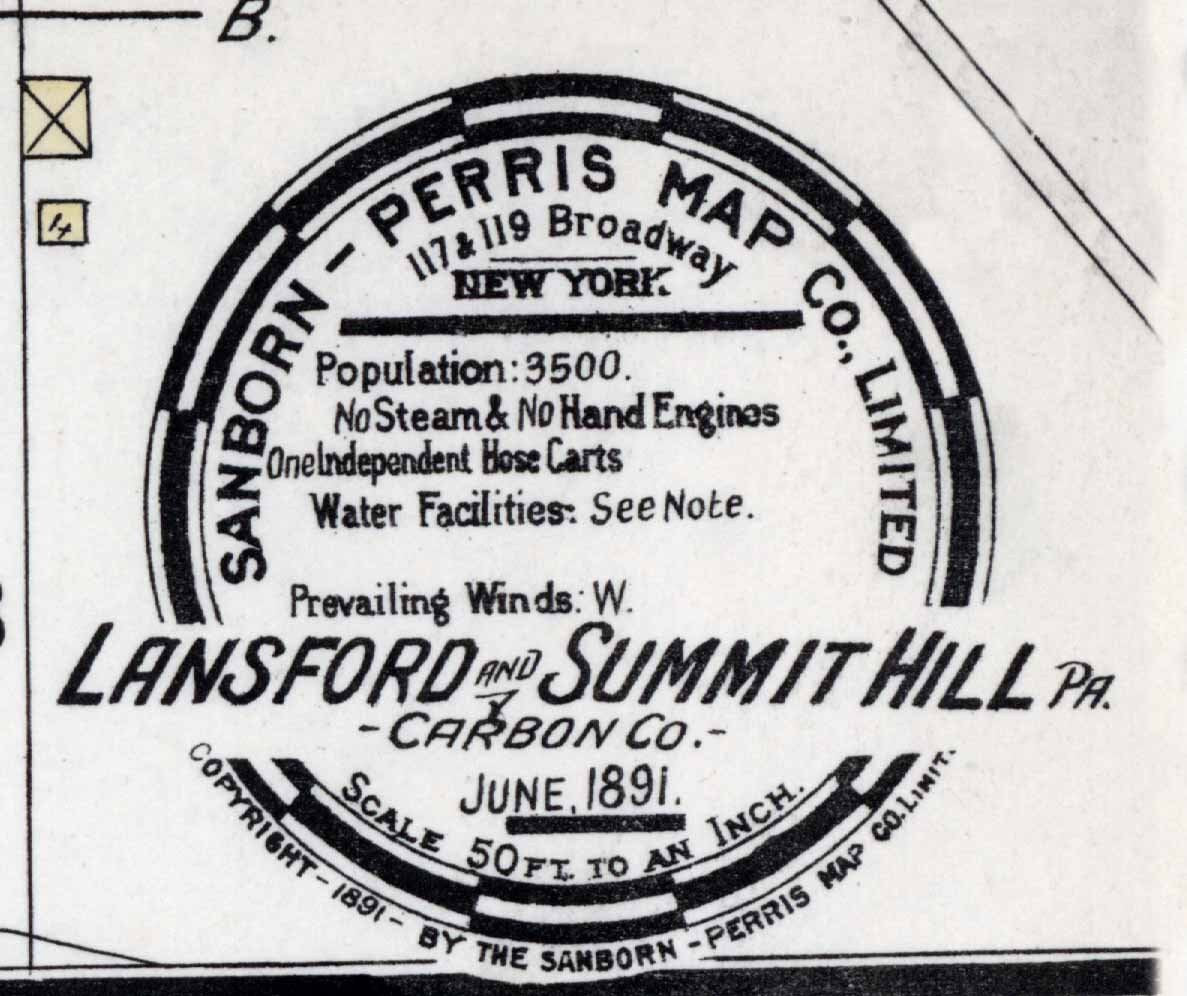 1891 Town Map of Lansford Carbon County Pennsylvania