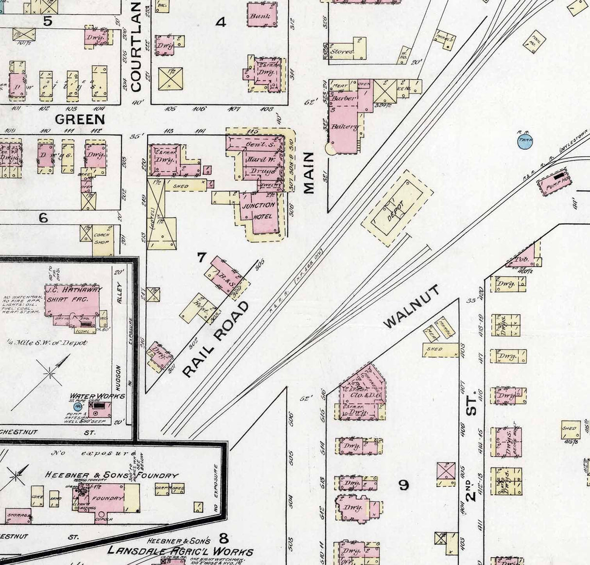 1886 Town Map of Lansdale Montgomery County Pennsylvania