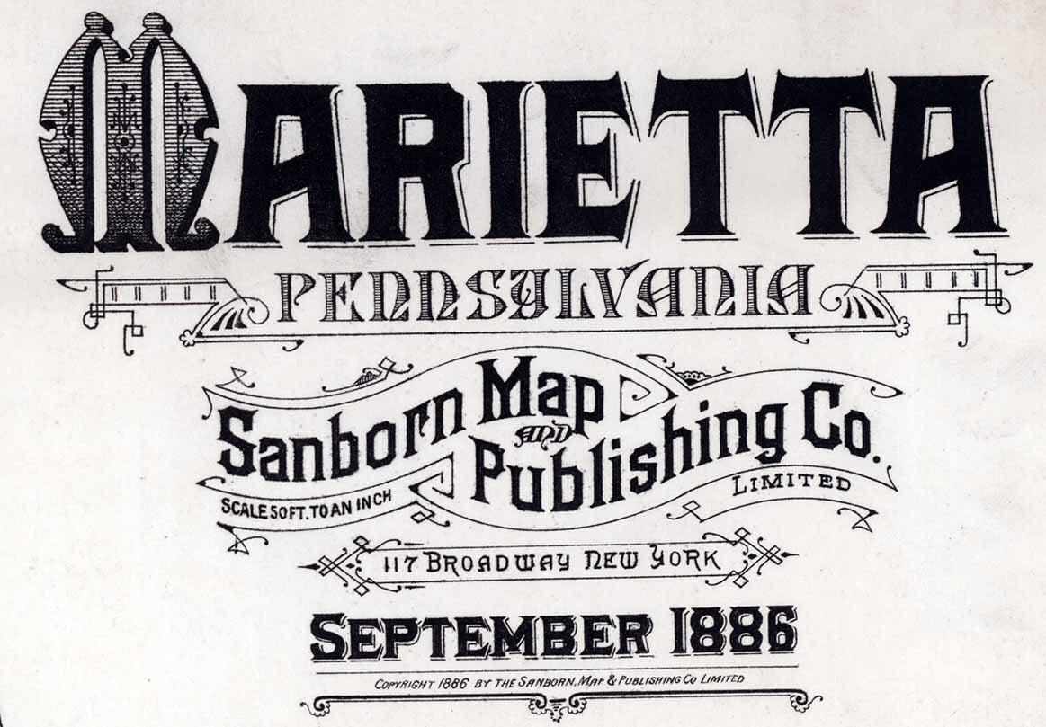 1886 Town Map of Marietta Lancaster County Pennsylvania