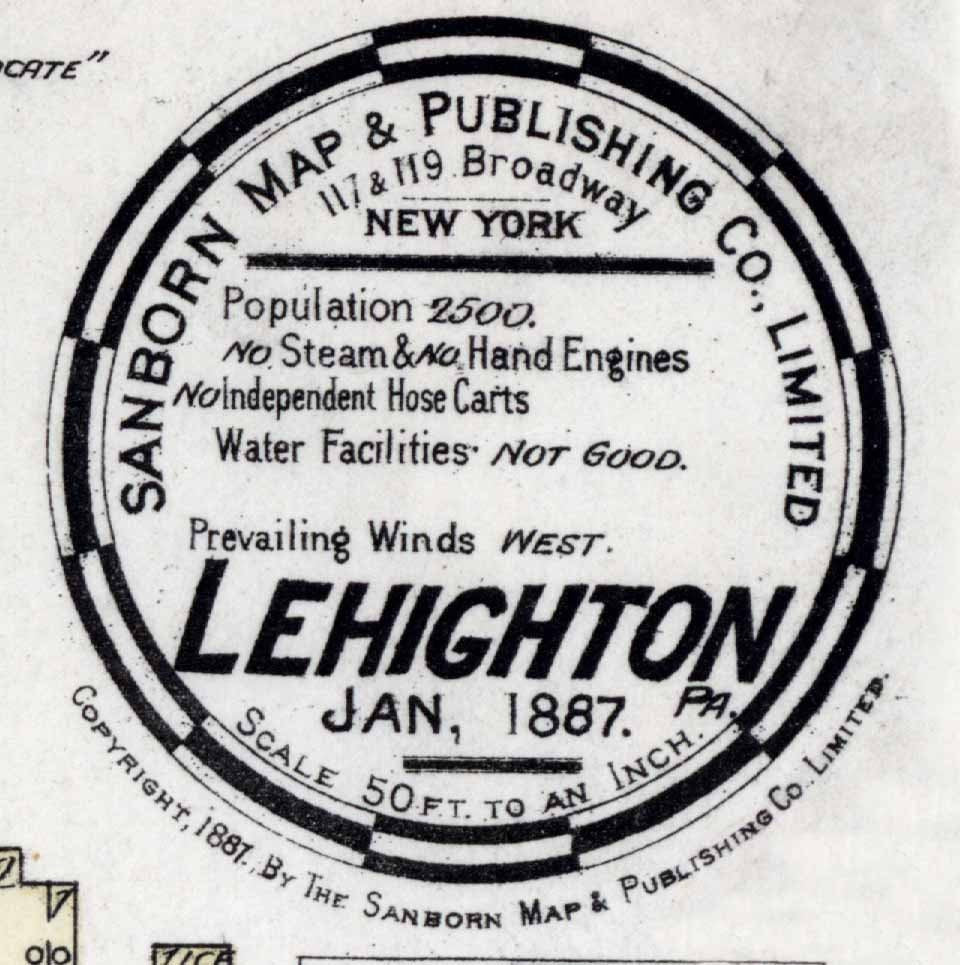 1887 Town Map of Lehighton Carbon County Pennsylvania