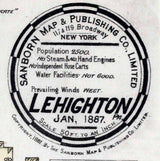 1887 Town Map of Lehighton Carbon County Pennsylvania