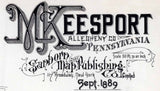 1889 Town Map of McKeesport Allegheny County Pennsylvania