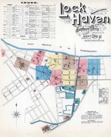 1891 Town Map Lock Haven Clinton County Pennsylvania