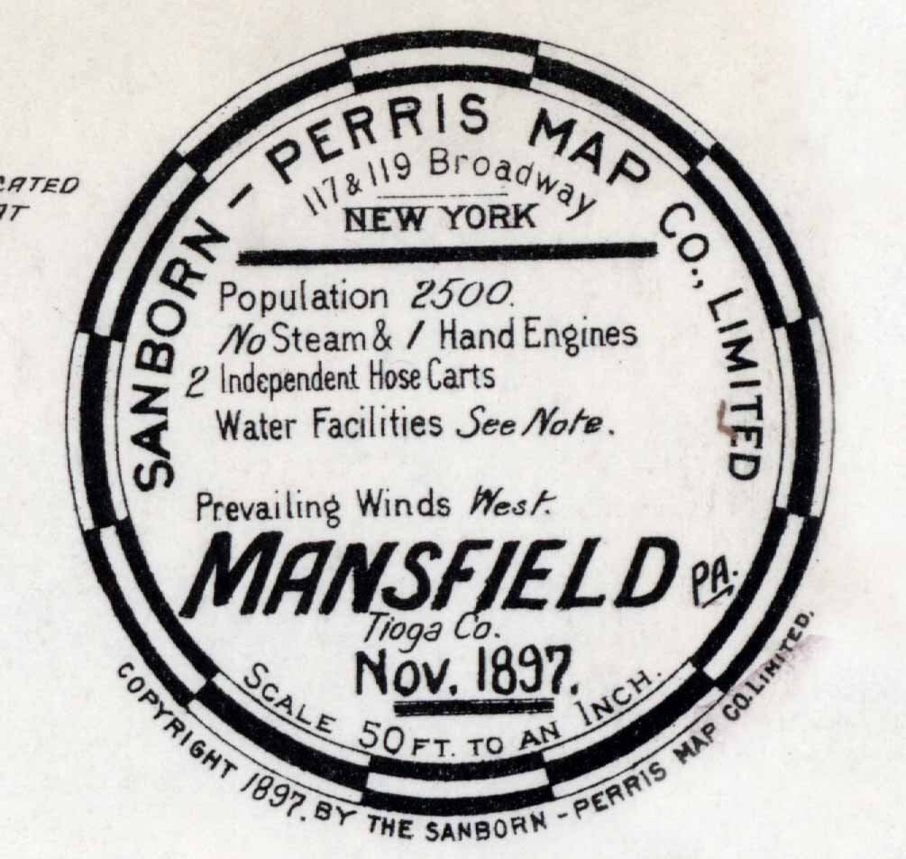 1892 Town Map of Mansfield Tioga County Pennsylvania