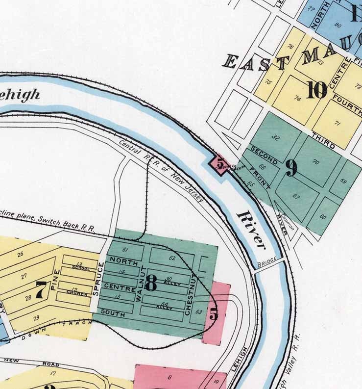 1896 Town Map of Mauch Chunk Carbon County Pennsylvania