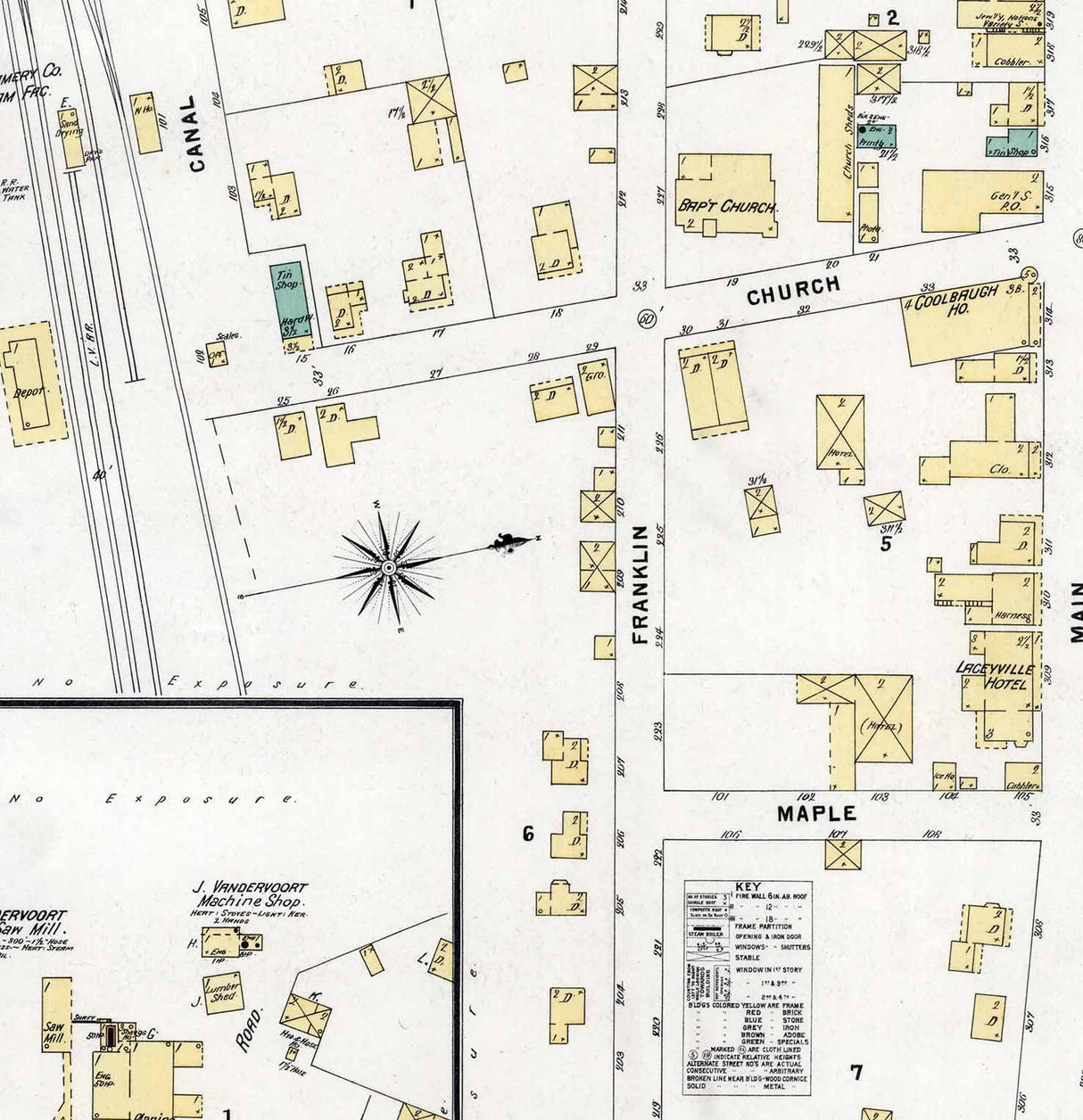 1897 Town Map of Laceyville Wyoming County Pennsylvania