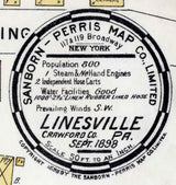 1898 Town Map of Linesville Crawford County Pennsylvania