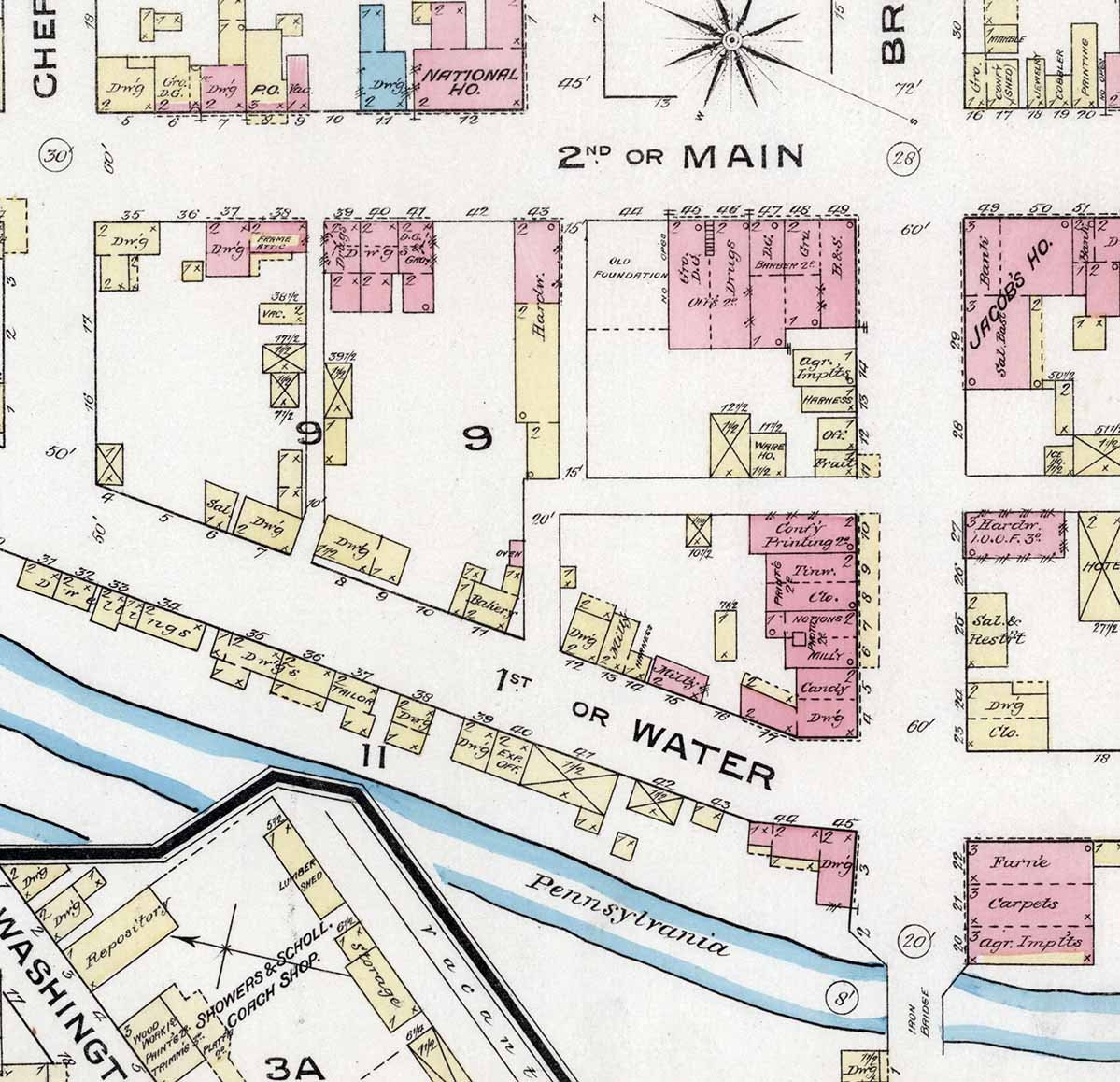 1885 Town Map of Mifflintown Juniata County Pennsylvania