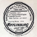 1887 Town Map of Mifflinburg Union County Pennsylvania
