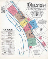 1890 Town Map of Milton Northumberland County Pennsylvania
