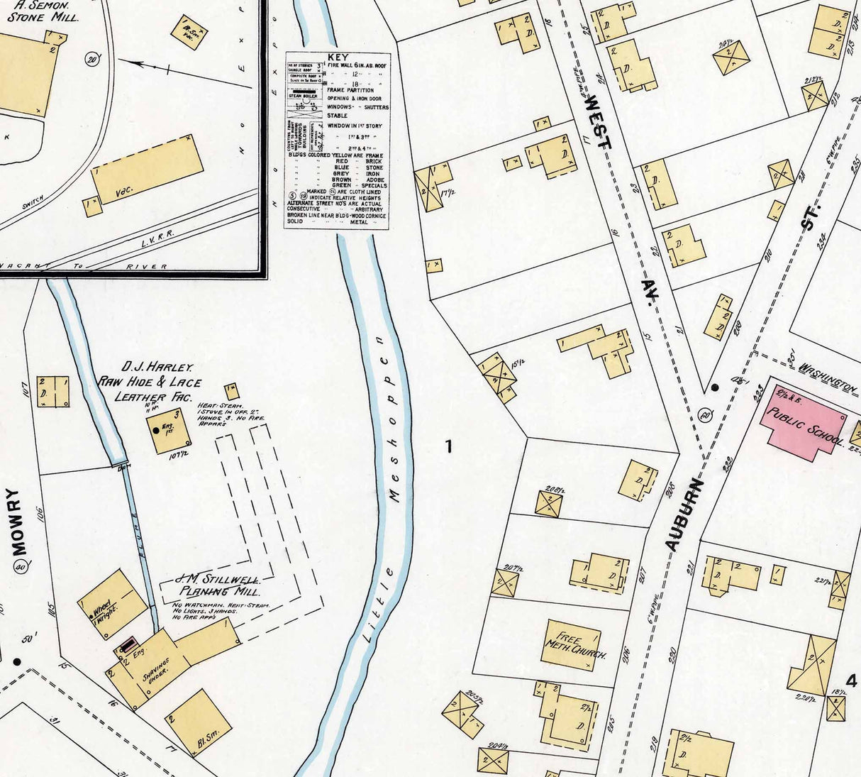1897 Town Map of Meshoppen Wyoming County Pennsylvania