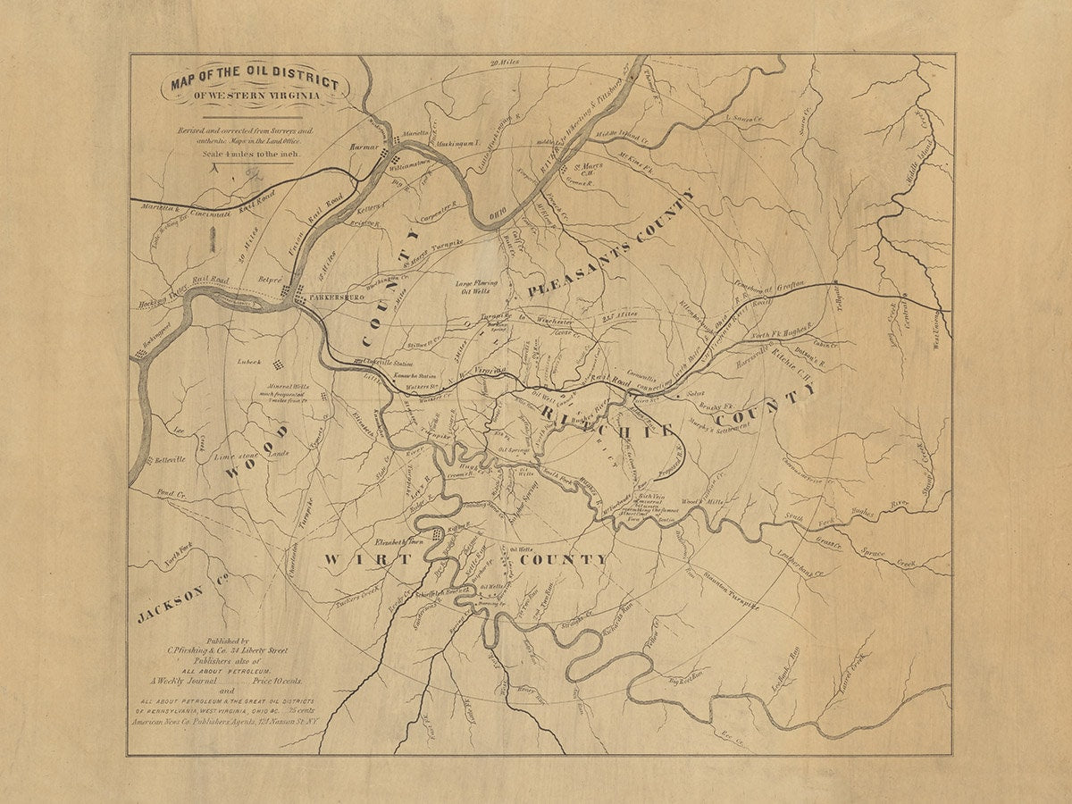 1865 Map of the Oil District of Western Virginia