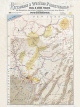 1874 Map of Pittsburg and Western PA Coal & Coke Fields Oil Regions