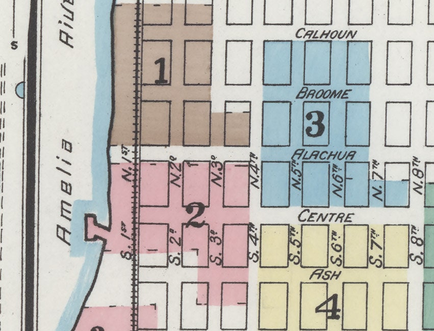 1891 Town Map of Fernandina Nassau County Florida