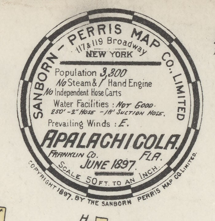 1897 Town Map of Apalachicola Franklin County Florida