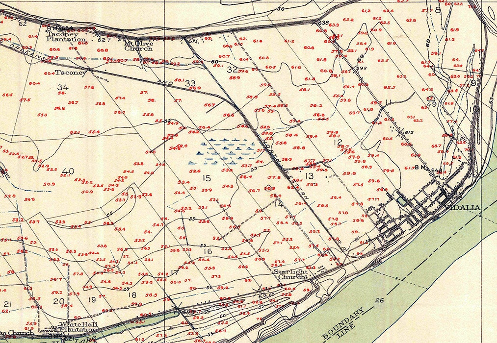 1909 Topo Map of Vidalia Louisiana Quadrangle