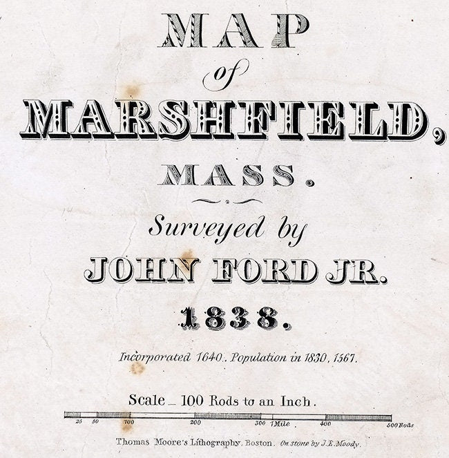 1838 Map of Marshfield Massachusetts