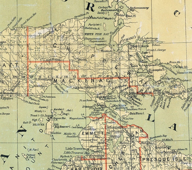 1878 Map of the State of Michigan