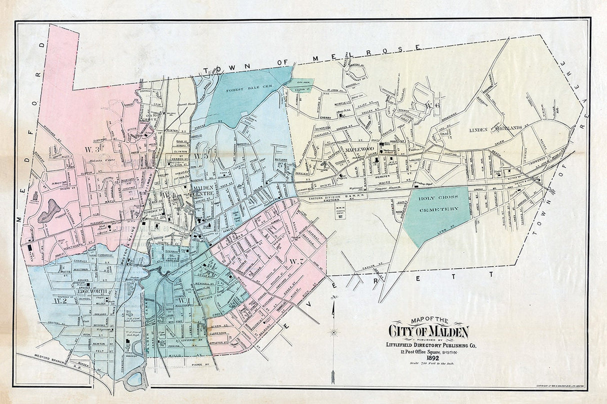 1892 Map of Malden Massachusetts
