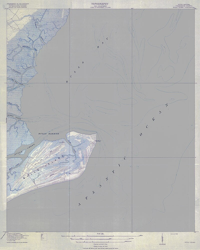 1919 Topo Map of Bulls Island South Carolina Quadrangle