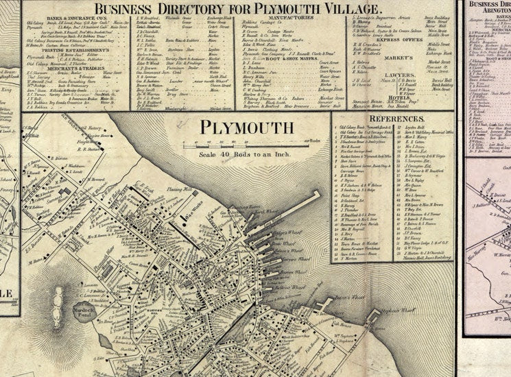 1857 Map of Plymouth County Massachusetts Plymouth