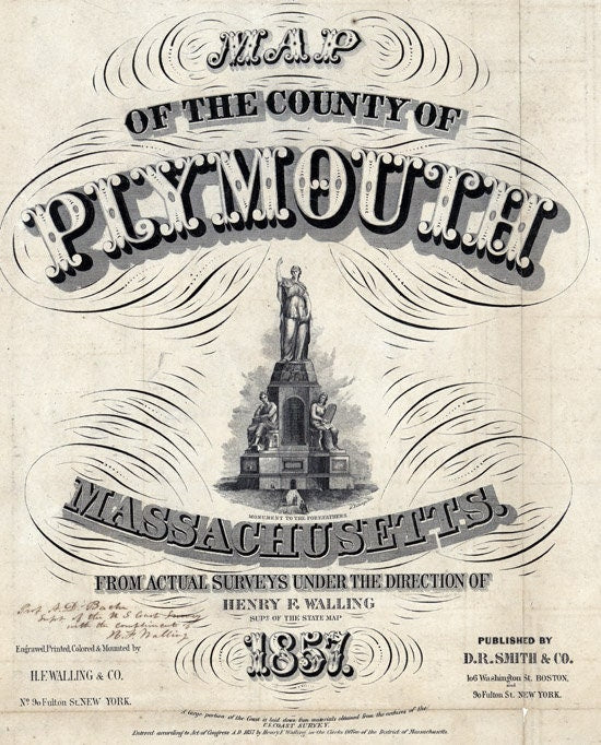 1857 Map of Plymouth County Massachusetts Plymouth