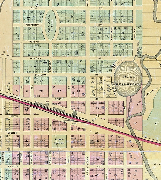 1878 Map of Rochester Olmsted County Minnesota