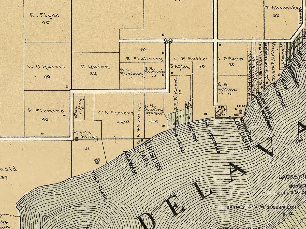 1907 Map of Delavan Lake Walworth County Wisconsin