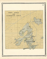 1907 Map of Greene Middle and Lauderdale Lakes Walworth County Wisconsin