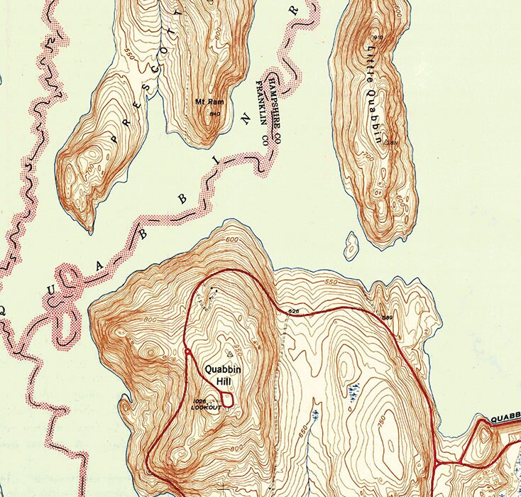 1944 Topo Map of Winsor Dam MA Quadrangle