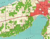 1960 Map of Lake Geneva Wisconsin and Lake Como