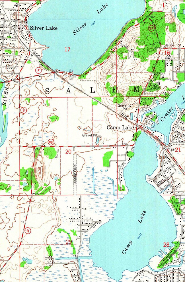1960 Topo Map of Silver Lake Wisconsin Quadrangle