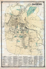 1867 Map of Danbury Fairfield County Conneticut