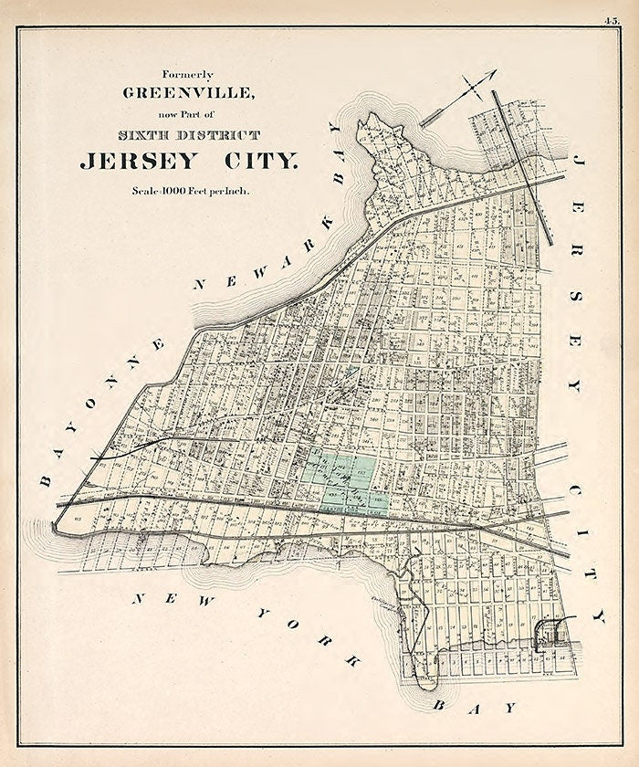 1873 Map of Jersey City New Jersey