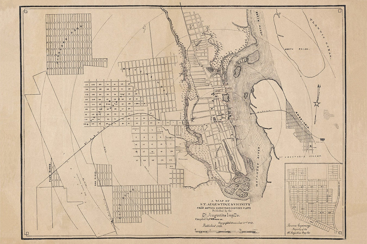 1888 Map of Saint Augustine Florida
