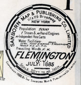 1885 Town Map of Flemington Hunderdon County New Jersey