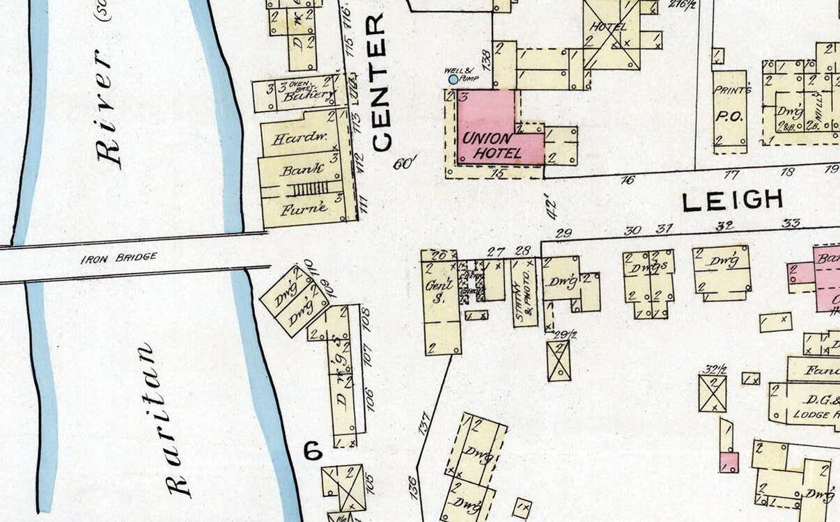 1886 Town Map of Clinton Hunterdon County New Jersey