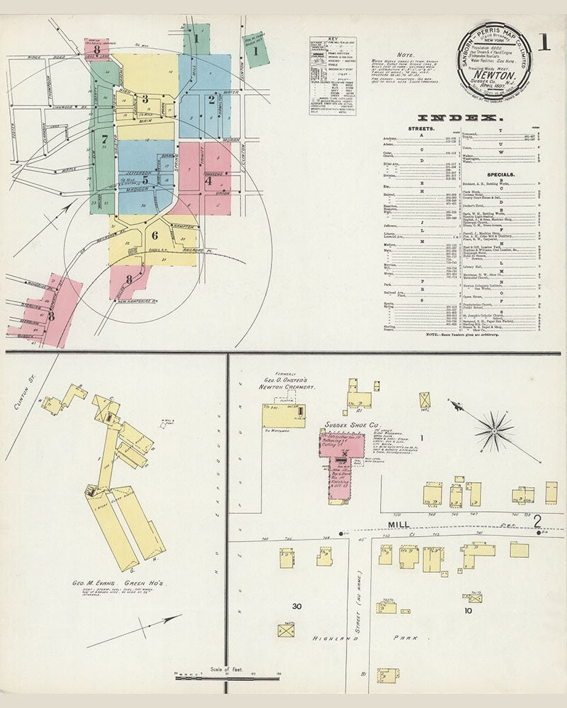 1897 Town Map of Newton Sussex County New Jersey