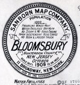 1909 Town Map of Bloomsbury Hunterdon County New Jersey