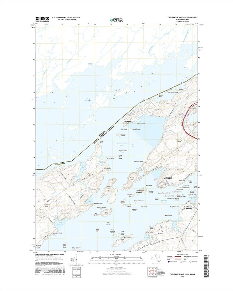 2016 Topo Map of Thousand Island Park New York