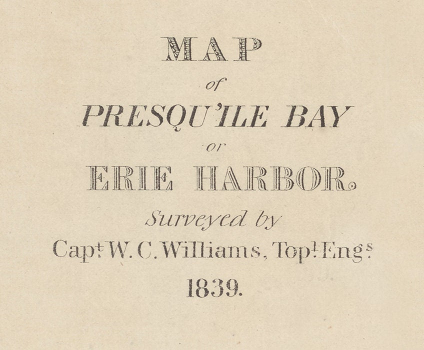 1841 Map of Presque Isle Bay Lake Erie Pennsylvania