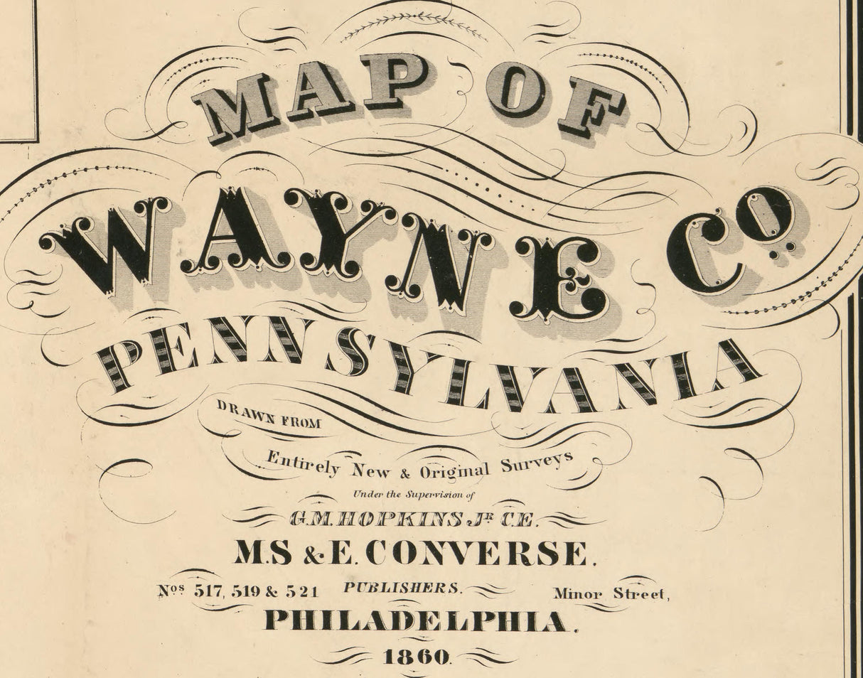 1860 Map of Wayne County Pa Honesdale Hawley Roll Map Genealogy