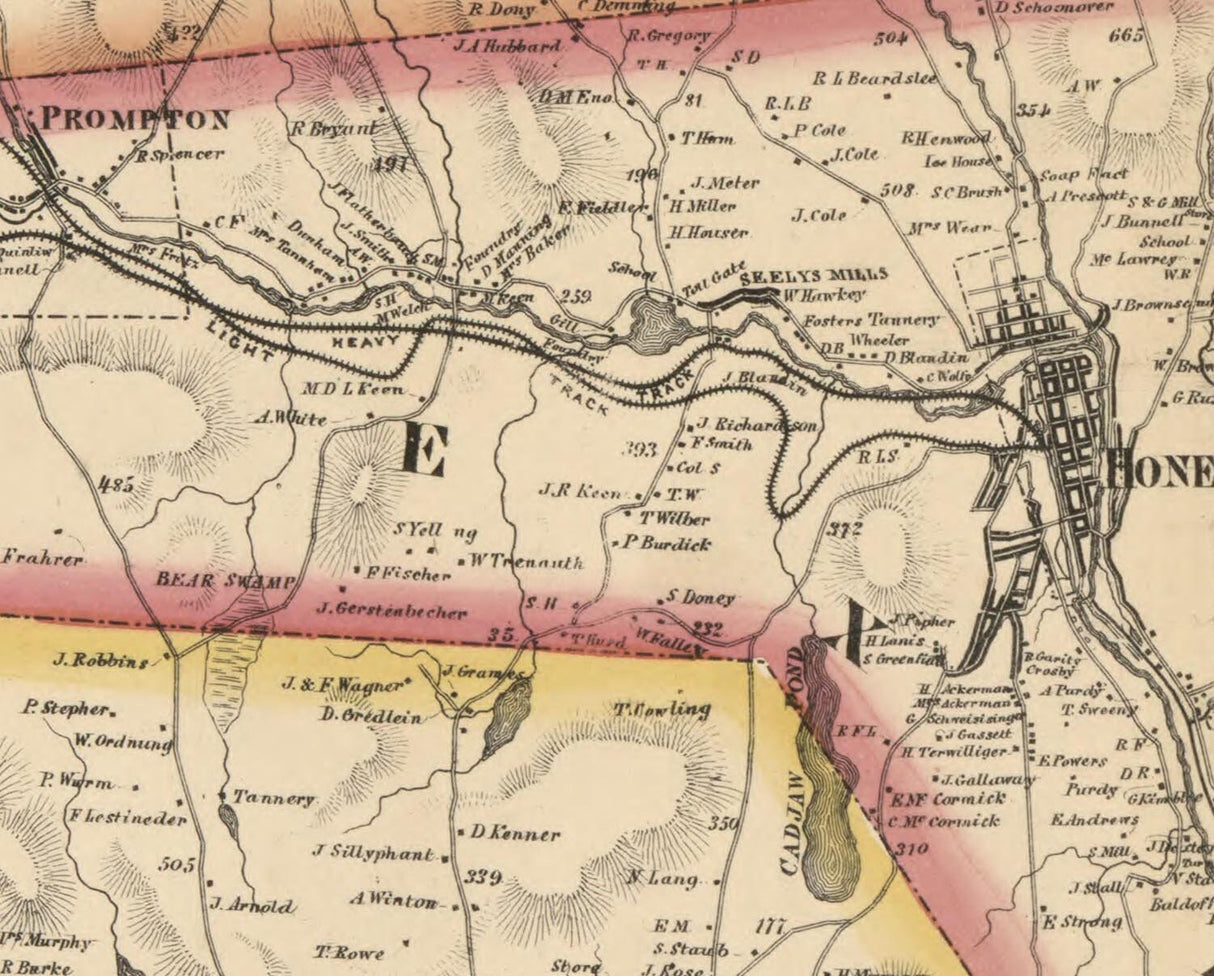 1860 Map of Wayne County Pa Honesdale Hawley Roll Map Genealogy