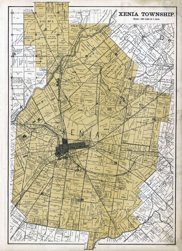 1896 Map of Xenia Township Greene County Ohio