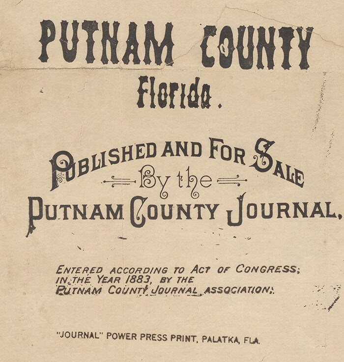 1883 Map of Putnam County Florida