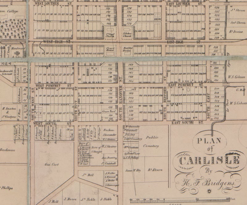 1858 Map of Cumberland County PA from actual surveys Carlisle Shippensburg