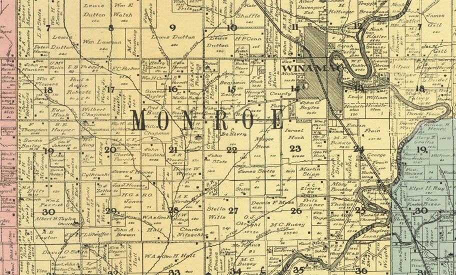 1907 Farm Line Map of Pulaski County Indiana Winamac