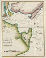 1778 Map of Charlestown South Carolina Harbor