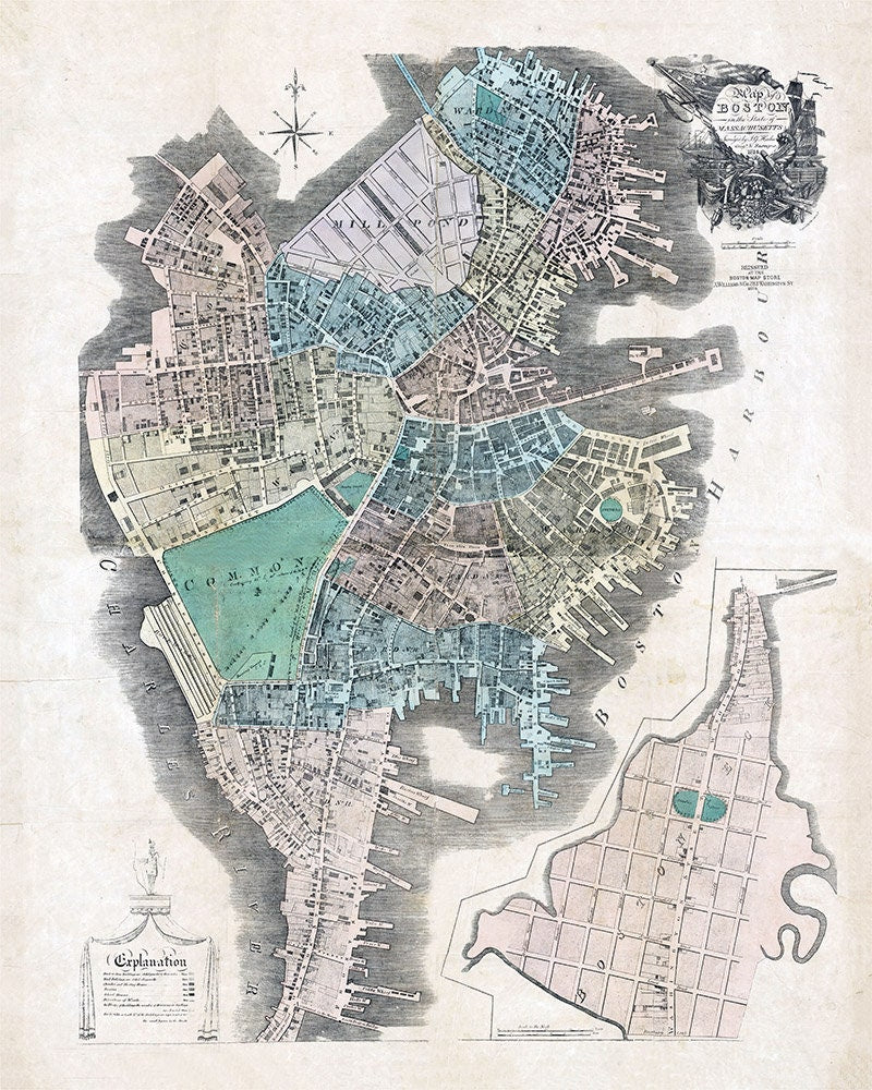 1814 Map of Boston Massachusetts