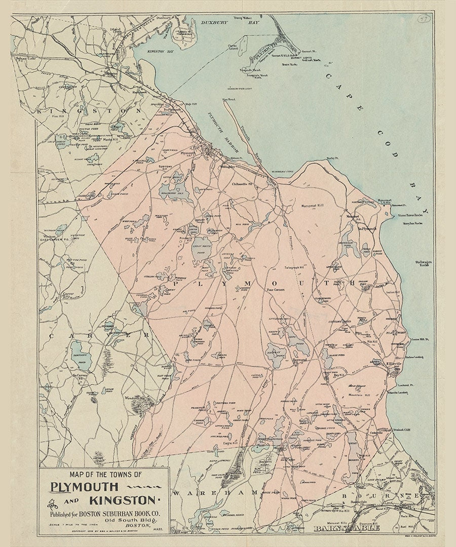 1899 Map of Plymouth and Kingston Massachusetts